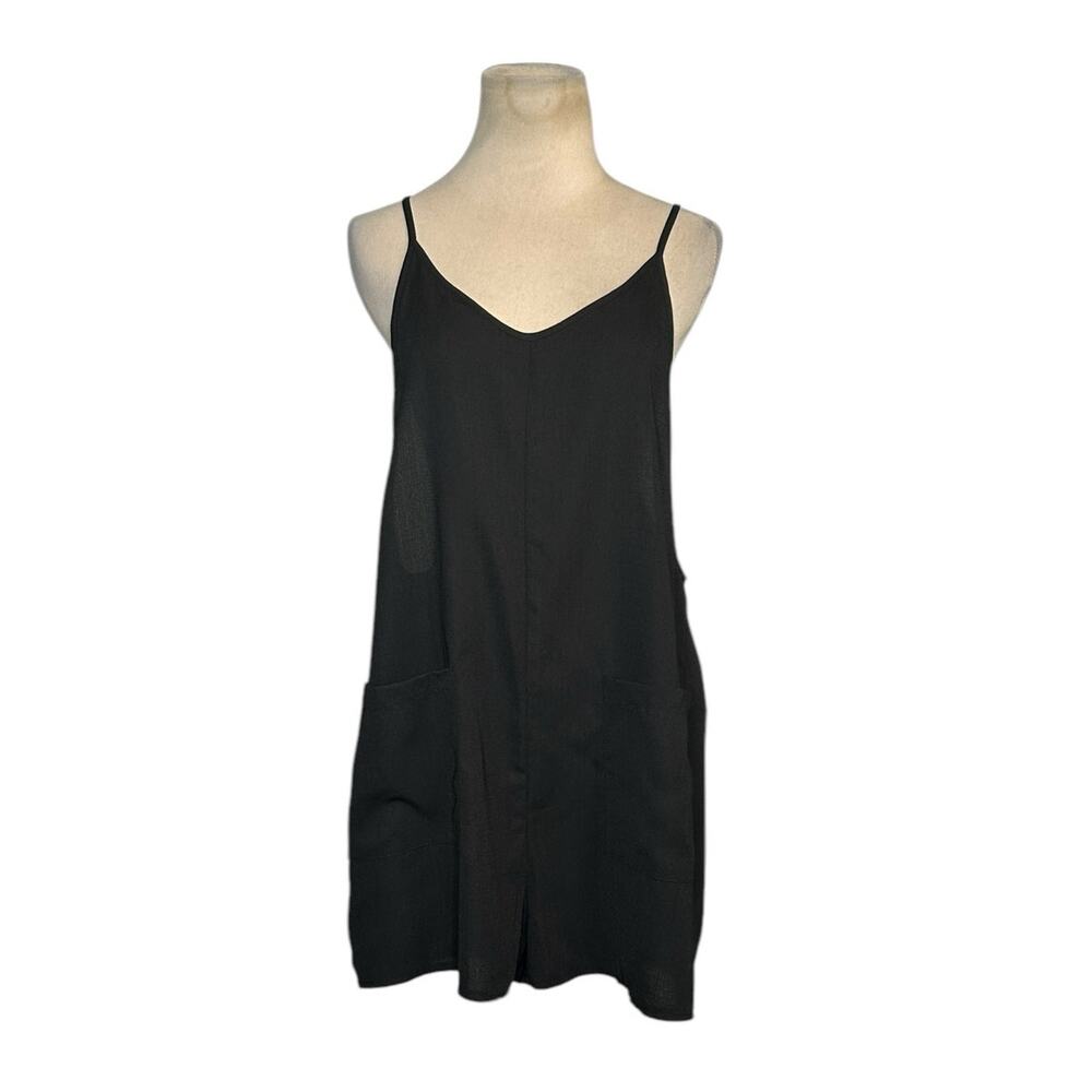 Shein Black Double Pocket Sleeveless Racerback Romper Medium